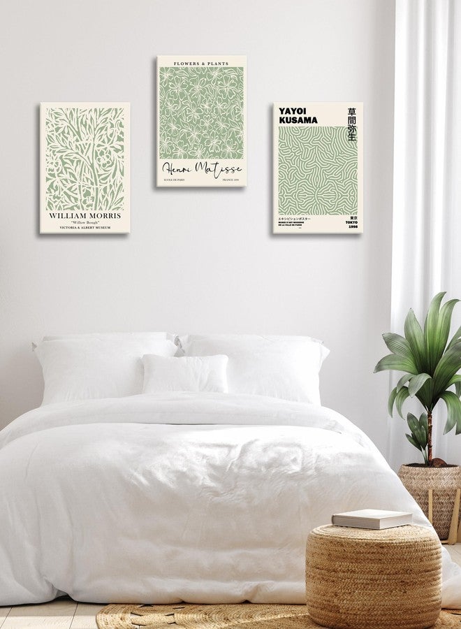 HesenDot Green Botanical Framed Wall Art Set, 12x16in Matisse William Morris Canvas Prints,Minimalist Classic Plants Home Decor for Living Room Bedroom Bathroom Office, Set of 3 - Image 5