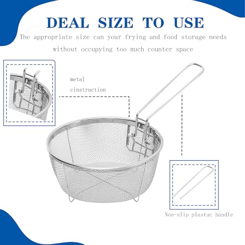 Jninexiu 9Inch Stainless Steel Deep Fry Baskets with Handle for Frying, Serving Food - Multifunctional Fryer Basket - Image 3
