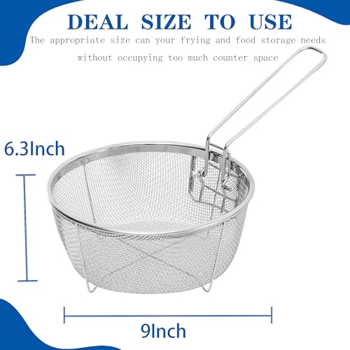 Jninexiu 9Inch Stainless Steel Deep Fry Baskets with Handle for Frying, Serving Food - Multifunctional Fryer Basket - Image 2