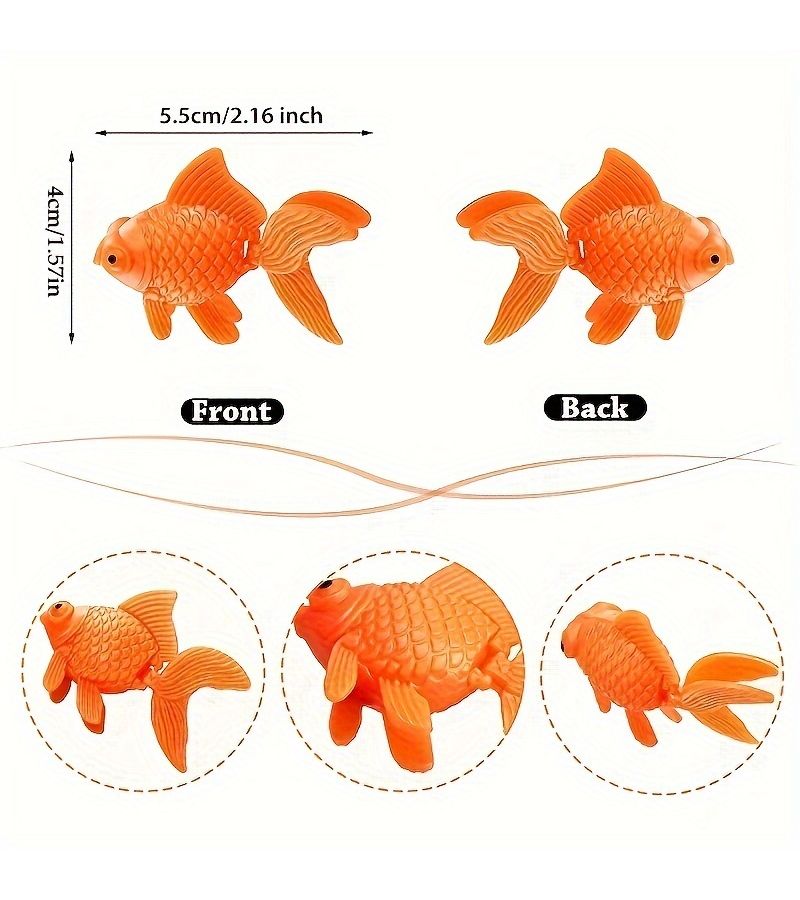 6pcs Lifelike Synthetic Fish for Aquariums Orange Goldfish Decorative Tank Set - Image 2