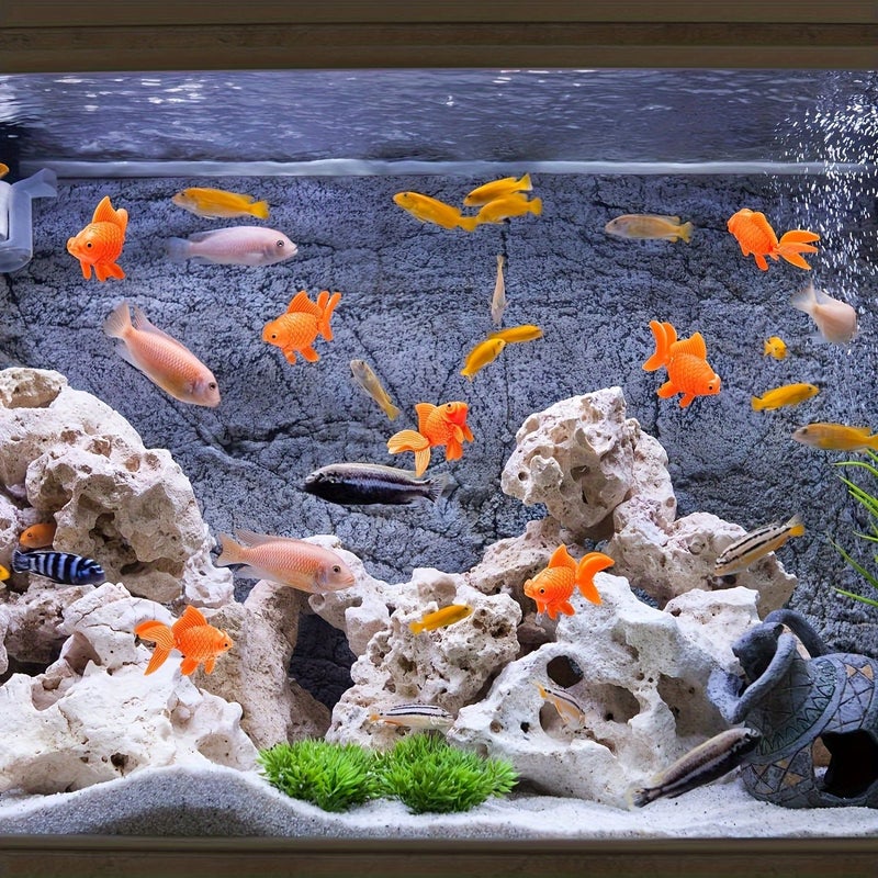 6pcs Lifelike Synthetic Fish for Aquariums Orange Goldfish Decorative Tank Set - Image 5