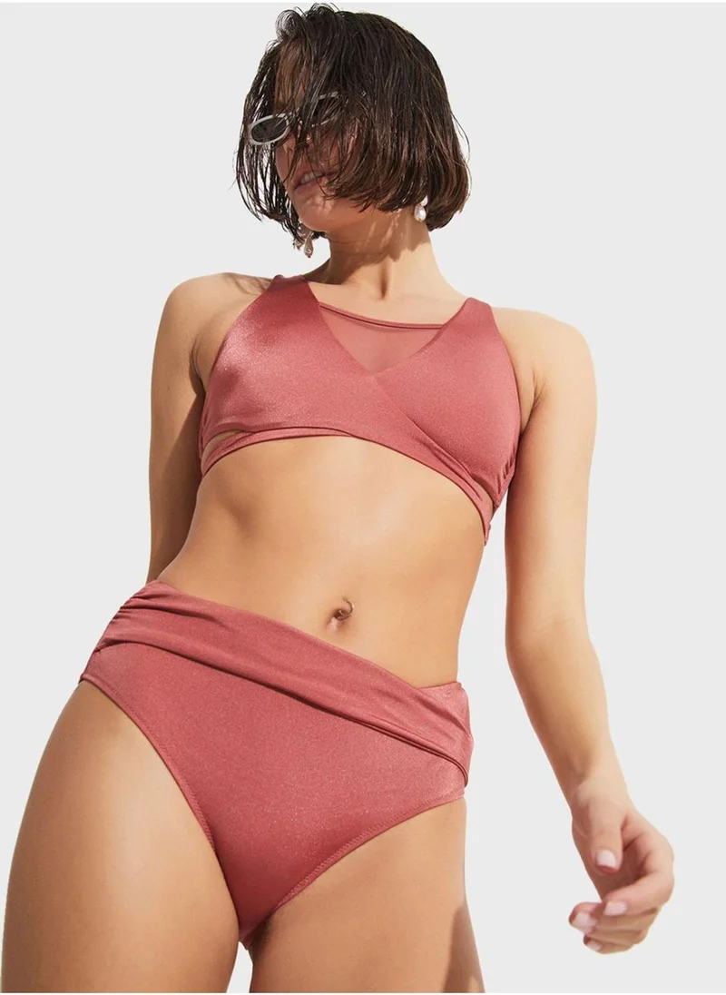 جون Mesh Plunge Bikini Top & Bottom Set