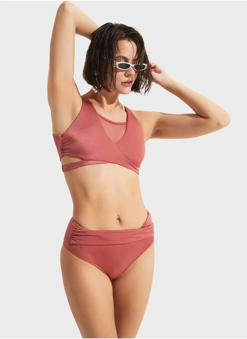 جون Mesh Plunge Bikini Top & Bottom Set