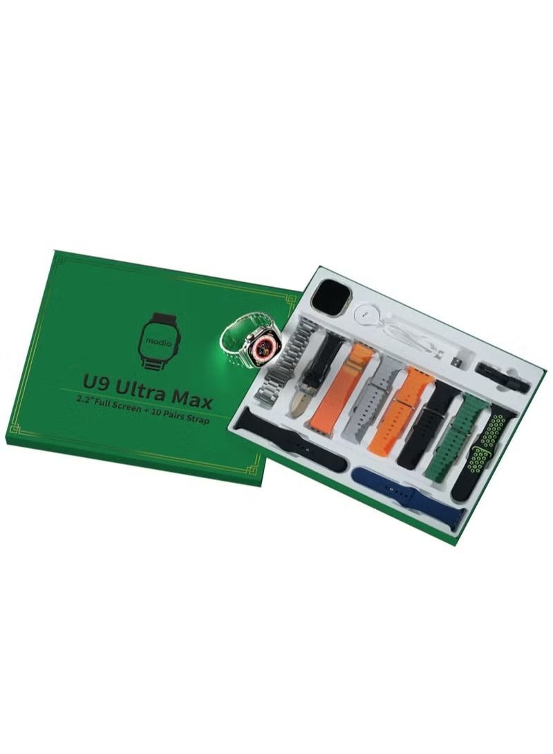 Modio U9 Ultra Max 49mm Full Screen HD Smart Watch with 10 Set Strap and Wireless Charger for Men's and Women's - Image 1