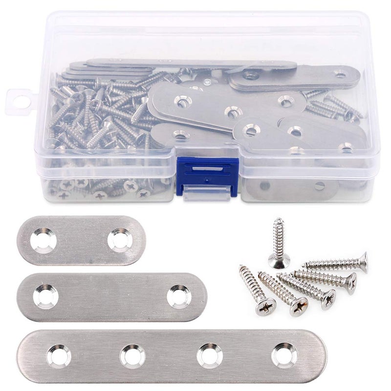 Glarks 35Pieces 16 inch 24 inch 4 inch Stainless Steel Flat Straight Brace Brackets Mending Joining Plates Repair Fixing Bracket Connector and 80pcs Screws Set Total 115pcs Silver - Image 2
