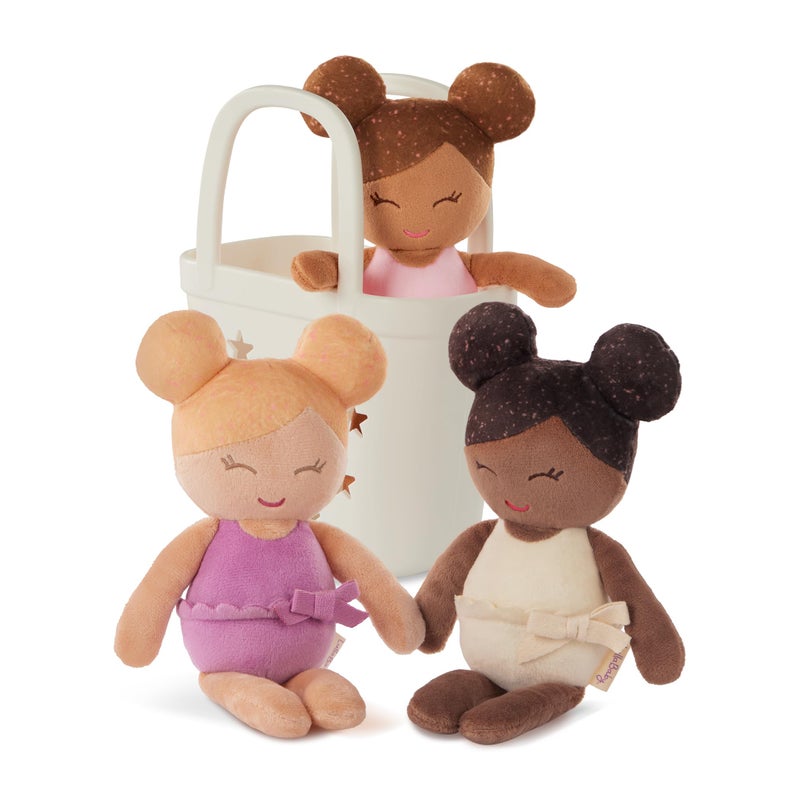 LullaBaby 3 Pieces Set of Soft Plush Dolls for Real Water Play Carrying Basket with Cute Star Cutouts Pretend Play Tub Toys for Kids 2 Years Bath Yoy Bundle - Image 3
