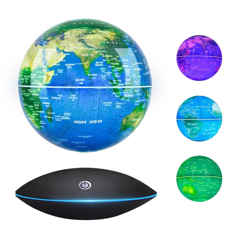 Flagest Magnetic Levitation Floating Globe Rotating Globe Touch Control and Gradient Night Light Color Globes Birthday Anniversary Gift6 Inches