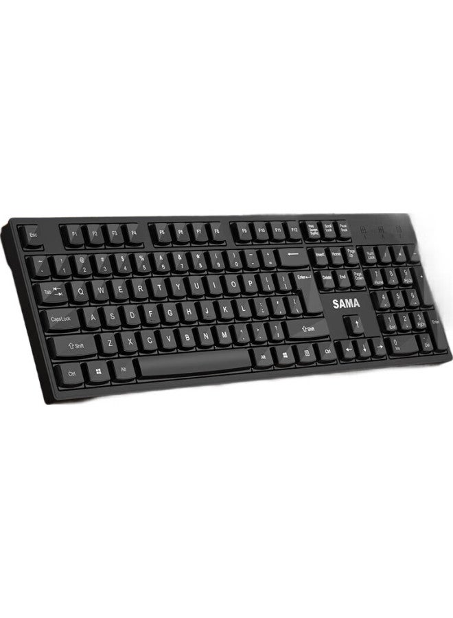 Sama K130 Wired Usb Keyboard, Black, Business Office Keyboard, Laptop And Desktop Computer Keyboard, Plug And Play, Waterproof And Splash-Resistant, Classic Feel, Quiet - Image 1