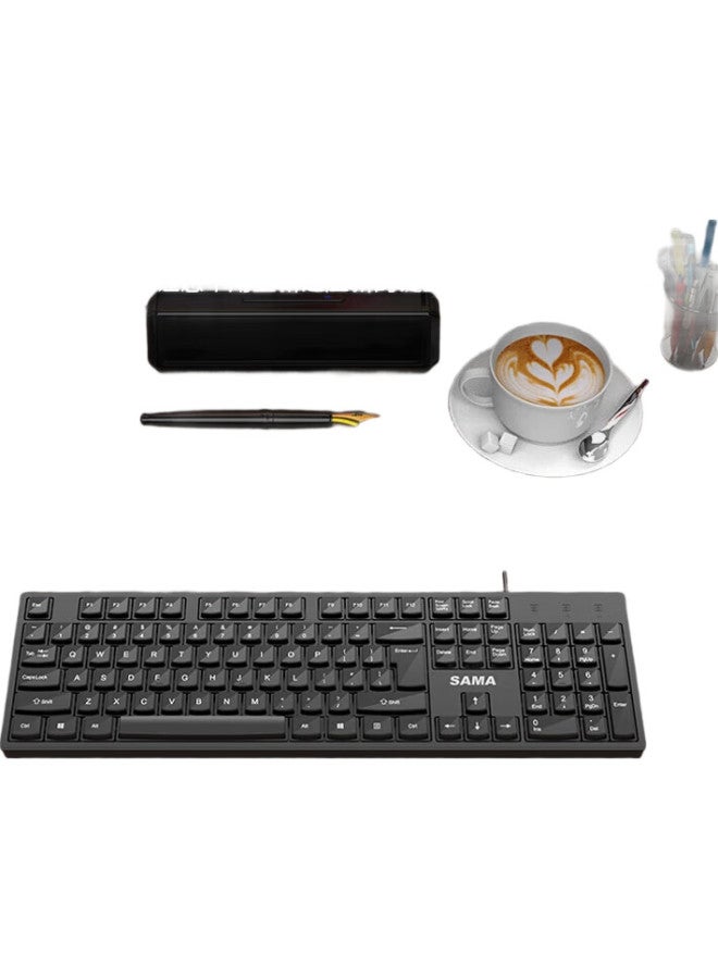 Sama K130 Wired Usb Keyboard, Black, Business Office Keyboard, Laptop And Desktop Computer Keyboard, Plug And Play, Waterproof And Splash-Resistant, Classic Feel, Quiet - Image 3