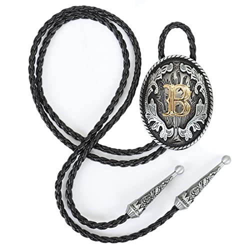 Wentur Bolo Tie for Men - Western Bolo Ties Alphabet Letter ABCDJMR to Z - Western Cowboy Initial Bolo Tie for Women Cowgirl (B) - Image 1