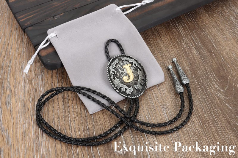 Wentur Bolo Tie for Men - Western Bolo Ties Alphabet Letter ABCDJMR to Z - Western Cowboy Initial Bolo Tie for Women Cowgirl (B) - Image 5