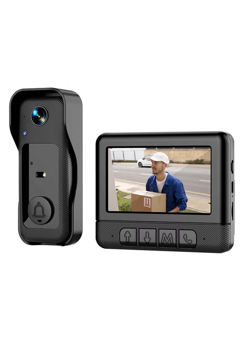 ELTRAZONE 4.3-Inch Video Doorbell Camera with Indoor Monitor, Two-Way Audio, Visitor Monitoring System, Smart Doorbell Camera with Power Adapter, Mounting Accessories and Storage Card Support - Image 1