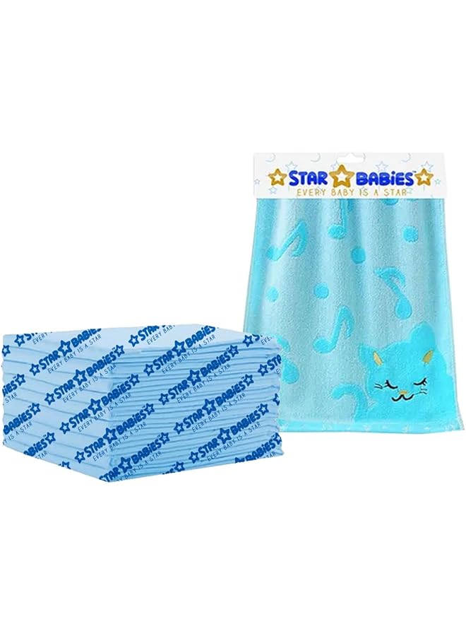 STAR BABiES Combo Pack Of 2 Disposable Changing Mat Pack Of 12 With Bamboo Towel Blue - Image 1
