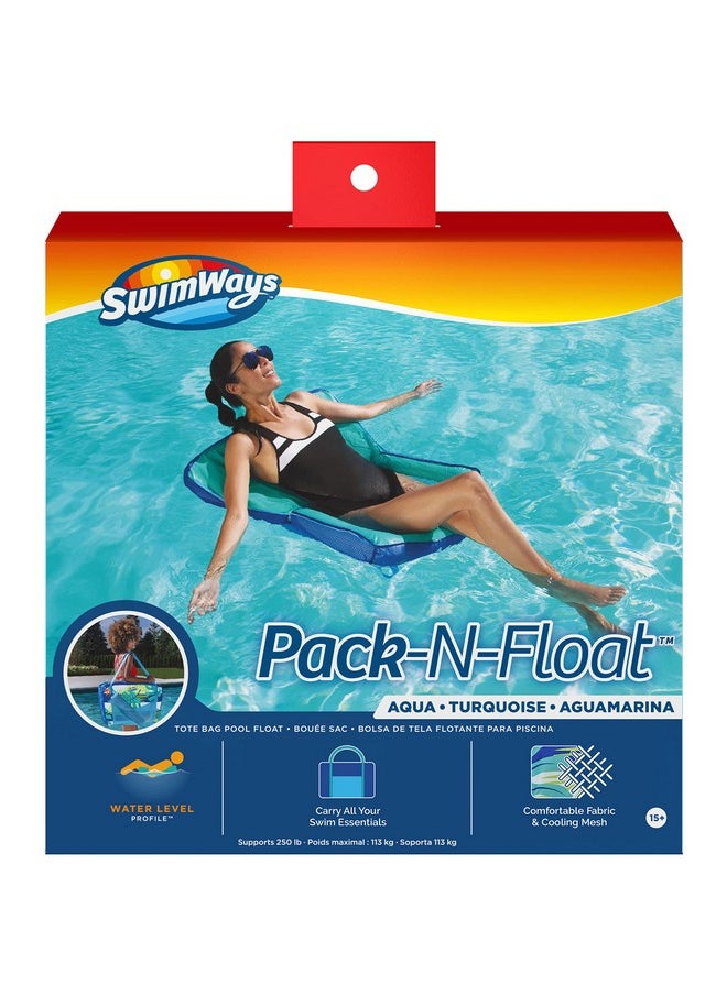 SwimWays Pack-N-Float 2-In-1 Pool Chair And Tote Bag, Blue Palm  - Image 1