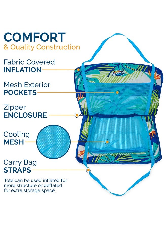 SwimWays Pack-N-Float 2-In-1 Pool Chair And Tote Bag, Blue Palm  - Image 4