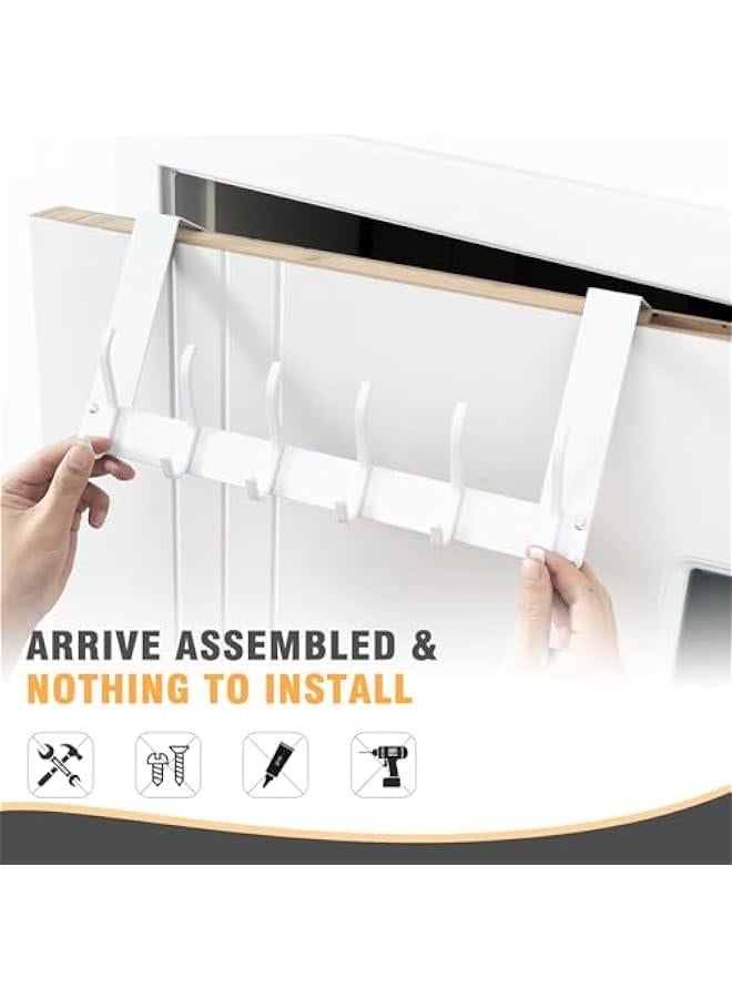 MIXDE Foldable Over The Door Hook, No Assembly Required Door Hanger Hook, Sturdy Over The Door Coat Rack, Over Door Hanger Door Hooks for Hanging Clothes, Towels, Hats (White) - Image 3