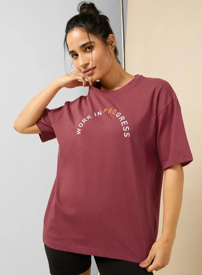 Cult Women Red Lifestyle Cotton Oversized T-Shirt