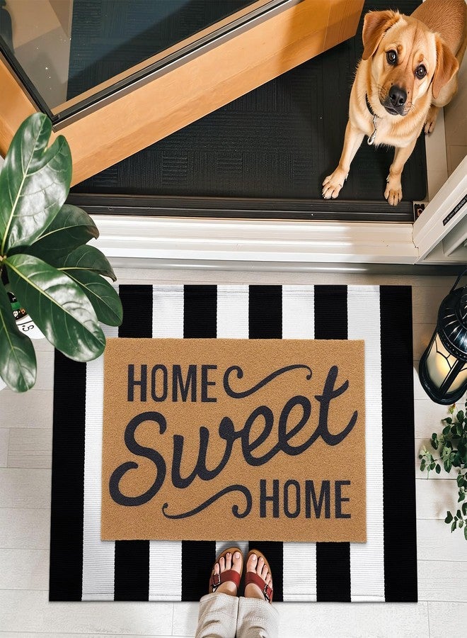 OLANLY Black and White Striped Rug 2'4" x 3'7" (27.5" x 43") - Washable Cotton Indoor Outdoor Doormat for Front Door, Entryway, Kitchen, Porch, Patio Decor - Image 3