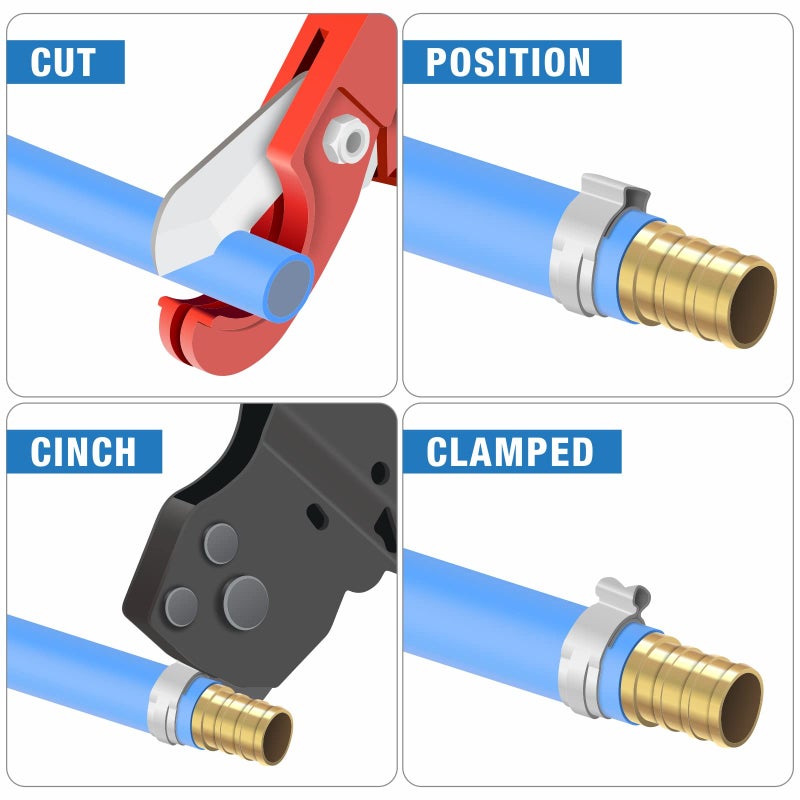 IWISS iCrimp F2098 Ratchet One Hand PEX Cinch Clamp Fastening Tools for Clamping Pipe Tubing 3/8", 1/2", 3/4", 5/8" and 1" Easy Operation Stainless Steel Clamps with Holster - Image 5