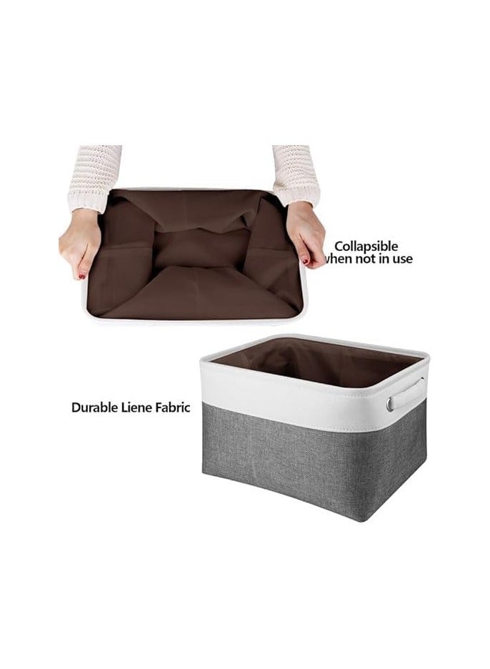 general 3Pack 25x26x38cm Rectangular Decorative Fabric Collapsible Storage Bin Carry Handles Linens,Storage Baskets for Organizing,Perfect for Shelves,Towels,Toy,Closets,Nursery,Home - Image 3