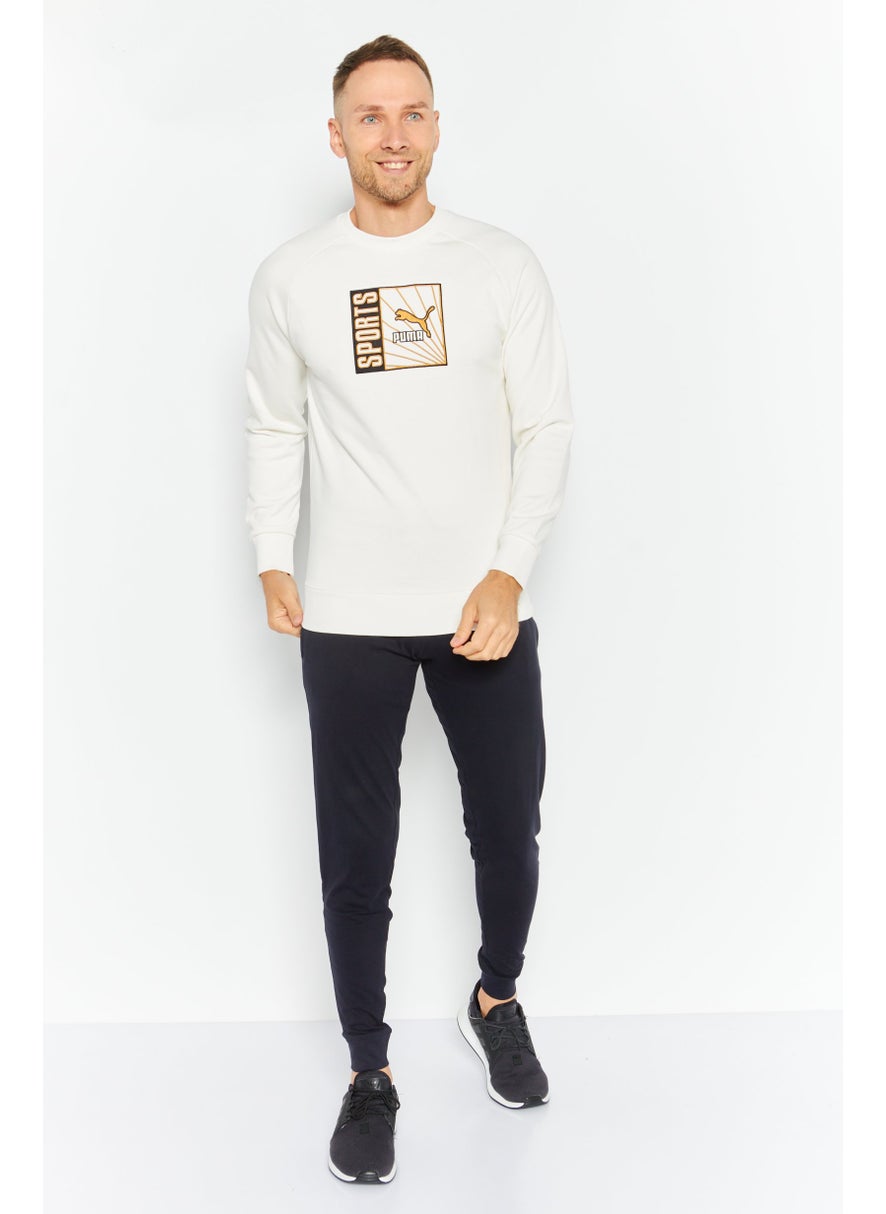 PUMA Men Sportswear Fit Long Sleeve Training Sweatshirt, Off White Combo  - Image 2