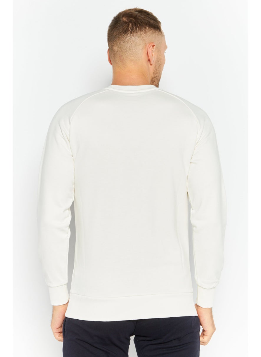 PUMA Men Sportswear Fit Long Sleeve Training Sweatshirt, Off White Combo  - Image 4
