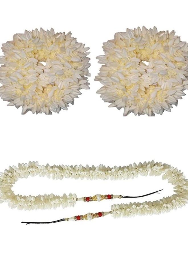 Zintalic Mogra Scented Rubber band Gajra Hair Accessories Hair Gajra (Pack of 2)  - Image 1
