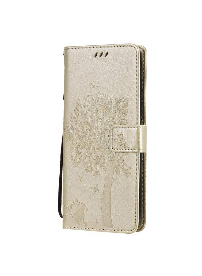 Zaboon Case For Huawei P Smart 2021 Tree & Cat Pattern Pressed Printing Horizontal Flip PU Leather Case with Holder & Card Slots & Wallet & Lanyard - Image 2