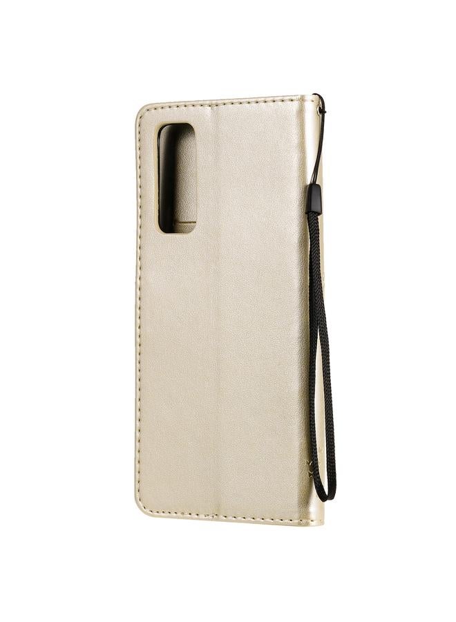 Zaboon Case For Huawei P Smart 2021 Tree & Cat Pattern Pressed Printing Horizontal Flip PU Leather Case with Holder & Card Slots & Wallet & Lanyard - Image 3