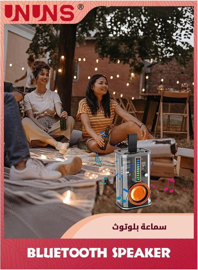 UNUNS Portable Bluetooth Speaker With Lights,Transparent Wireless Mini TWS, Perfect Small HD Sound And Bass For Office,Home,Shower,Room,Bike,Car,Black - Image 5