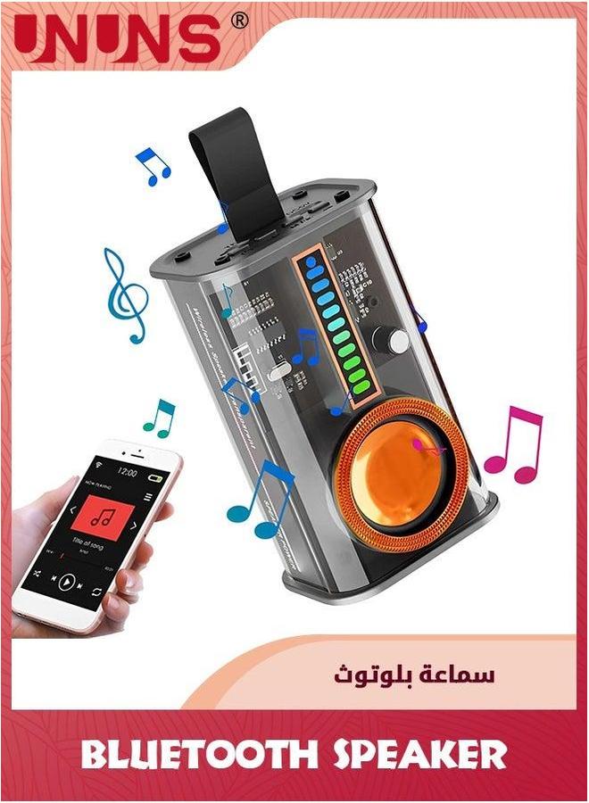 UNUNS Portable Bluetooth Speaker With Lights,Transparent Wireless Mini TWS, Perfect Small HD Sound And Bass For Office,Home,Shower,Room,Bike,Car,Black - Image 1