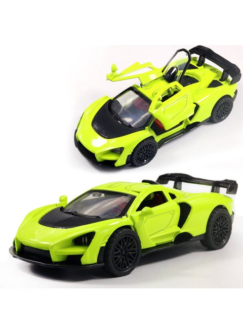 Bagged Simulation Alloy Car Model Sports Car Model Door Opening Back Force Boys And Children's Toys Car Ornaments Cross Border-Color:Plug Green