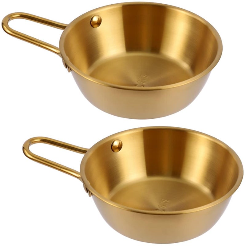 Prostuff.in ®1Pcs Sierra Bowl 380ml with Handle – 304 Stainless Steel, Lightweight & Durable Portable Outdoor Camping & Golden Metal Bowl for, and Kitchen Use - Image 1