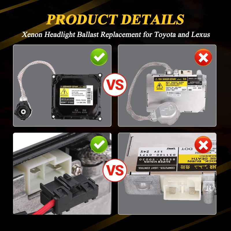 Yikesai Xenon HID Headlight Ballast Control Unit with Igniter and D4S Bulb Compatible with Lexus IS250, RX350, GS350, ES350, GS300, GS350, Toyota Prius, Solara, Venza - Replaces OE# KDLT003 DDLT003 85967-5202 - Image 4