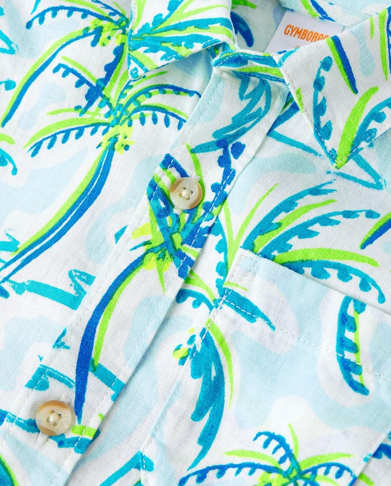 Gymboree,Boys,and Toddler Short Sleeve Button Up Shirt,White Palm Trees,4T - Image 2