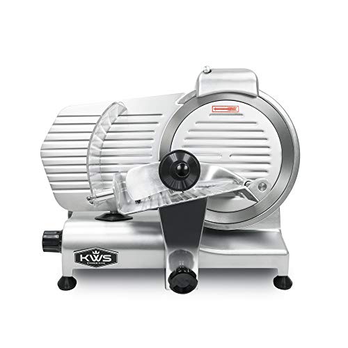 KWS KitchenWare Station KWS 10NS Commercial 10" Electric Meat Slicer, 320W High-Torque Motor, Stainless Steel Blade, Deli-Style Thin Slicing, Built-In Sharpener, Heavy-Duty Aluminum Body for Meat, Cheese & Semi-Frozen Foods - Image 1
