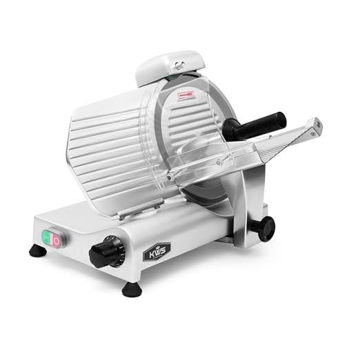 KWS KitchenWare Station KWS 10NS Commercial 10" Electric Meat Slicer, 320W High-Torque Motor, Stainless Steel Blade, Deli-Style Thin Slicing, Built-In Sharpener, Heavy-Duty Aluminum Body for Meat, Cheese & Semi-Frozen Foods - Image 3