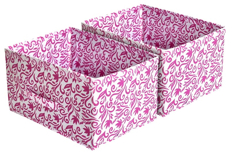 Kuber Industries Leaf Print Non Woven Fabric 2Replacement Drawer Storage And Cloth Organizer Unit For Closet PinkKubmart16006 Clothing - Image 1