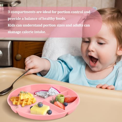 LYHLYA 9-Inch Unbreakable Divided Plates, 8-Pack Microwave & Dishwasher Safe Wheat Straw Plates, BPA-Free, 3-Compartment Portion Control Plates, Durable Dinnerware - Image 4