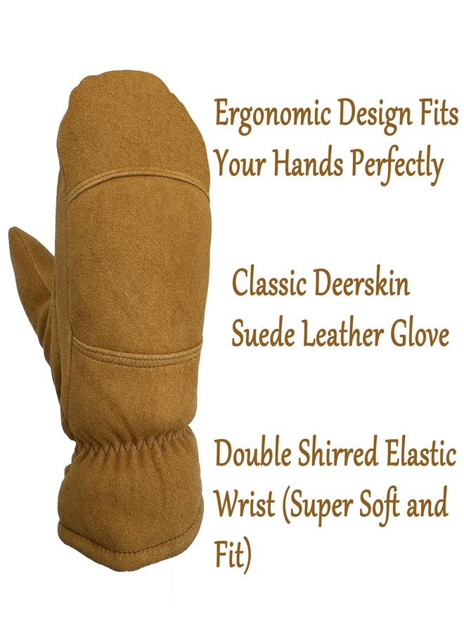 SKYDEER Premium 100% Deerskin Suede Winter Mittens with 100G 3M Thinsulate, Ultra-Soft, Thermal Insulated, Comfort for Men & Women - Image 5