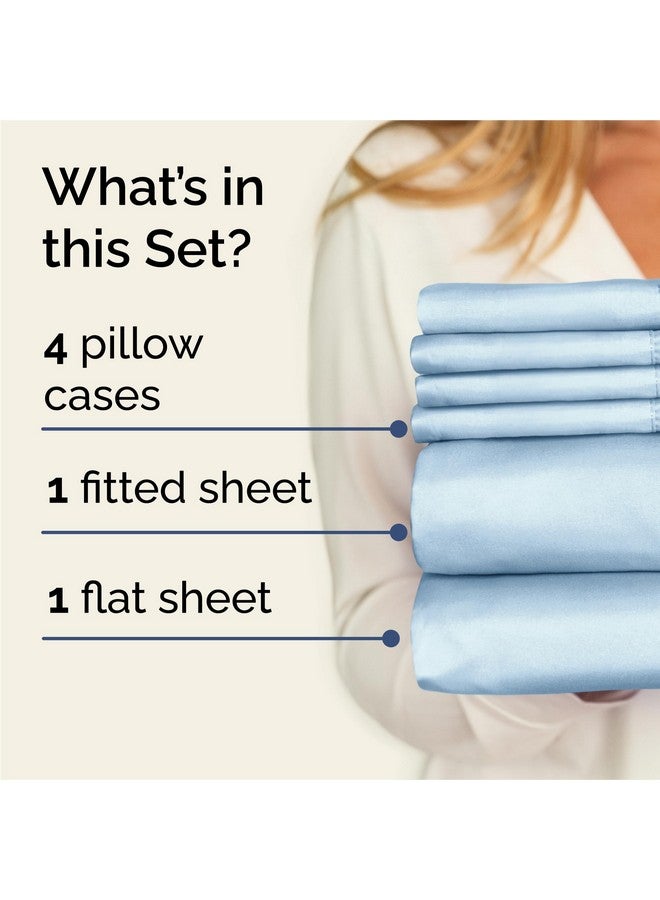 CGK Unlimited King 6 Piece Sheet Set - Comfy, Breathable & Cooling - Hotel Luxury Bedding for Women, Men, Kids & Teens - 1 Flat & 1 Fitted Sheet & 4 Pillowcases w/ Deep Pockets - Soft and Wrinkle Free - Baby Blue - Image 2