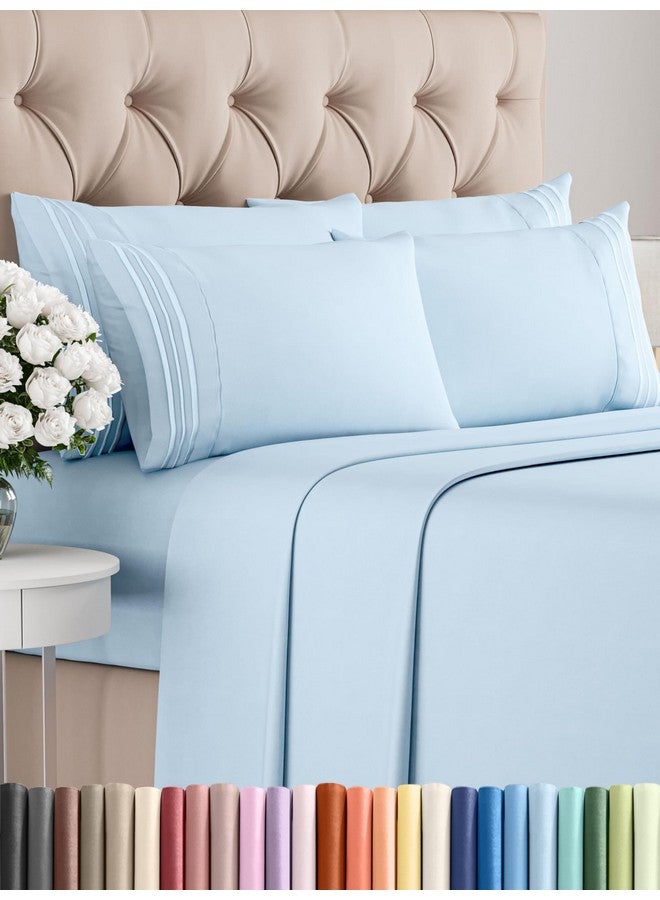 CGK Unlimited King 6 Piece Sheet Set - Comfy, Breathable & Cooling - Hotel Luxury Bedding for Women, Men, Kids & Teens - 1 Flat & 1 Fitted Sheet & 4 Pillowcases w/ Deep Pockets - Soft and Wrinkle Free - Baby Blue - Image 1