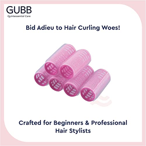 GUBB Hair Rollers For Hair Curling | Self Grip Holding Rollers | Rollers for Hair - Hair Rollers for Medium Hair |12 Large Hair Curlers - Pink - Image 2