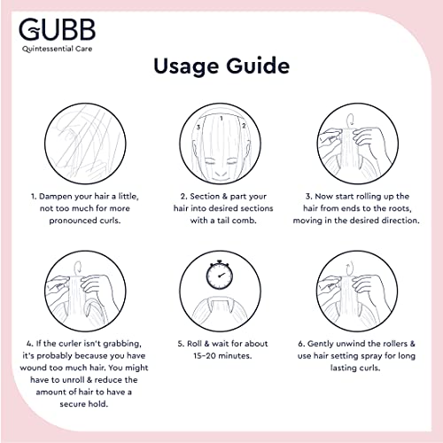 GUBB Hair Rollers For Hair Curling | Self Grip Holding Rollers | Rollers for Hair - Hair Rollers for Medium Hair |12 Large Hair Curlers - Pink - Image 5