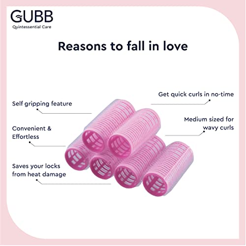 GUBB Hair Rollers For Hair Curling | Self Grip Holding Rollers | Rollers for Hair - Hair Rollers for Medium Hair |12 Large Hair Curlers - Pink - Image 3