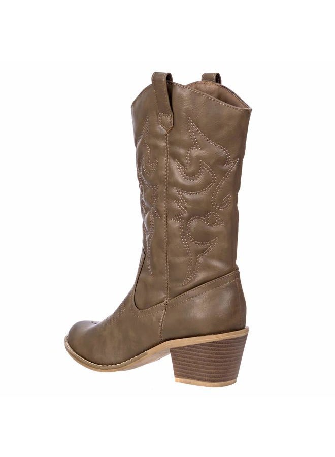 Charles Albert Women's Embroidered Modern Western Cowboy Boot, Mocha, 6 - Image 5