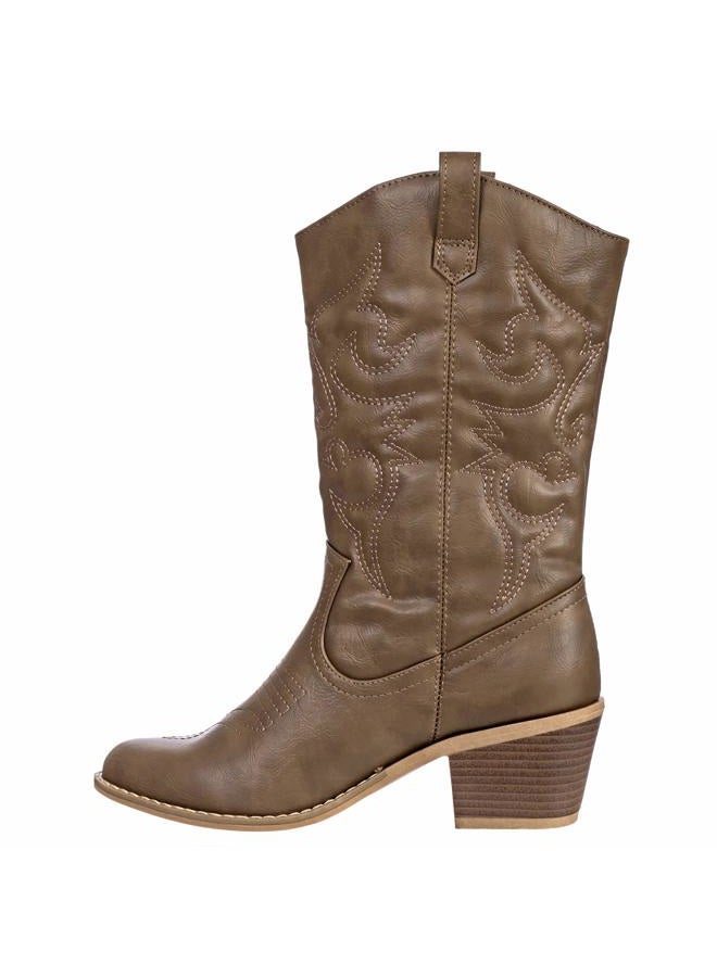 Charles Albert Women's Embroidered Modern Western Cowboy Boot, Mocha, 6 - Image 4