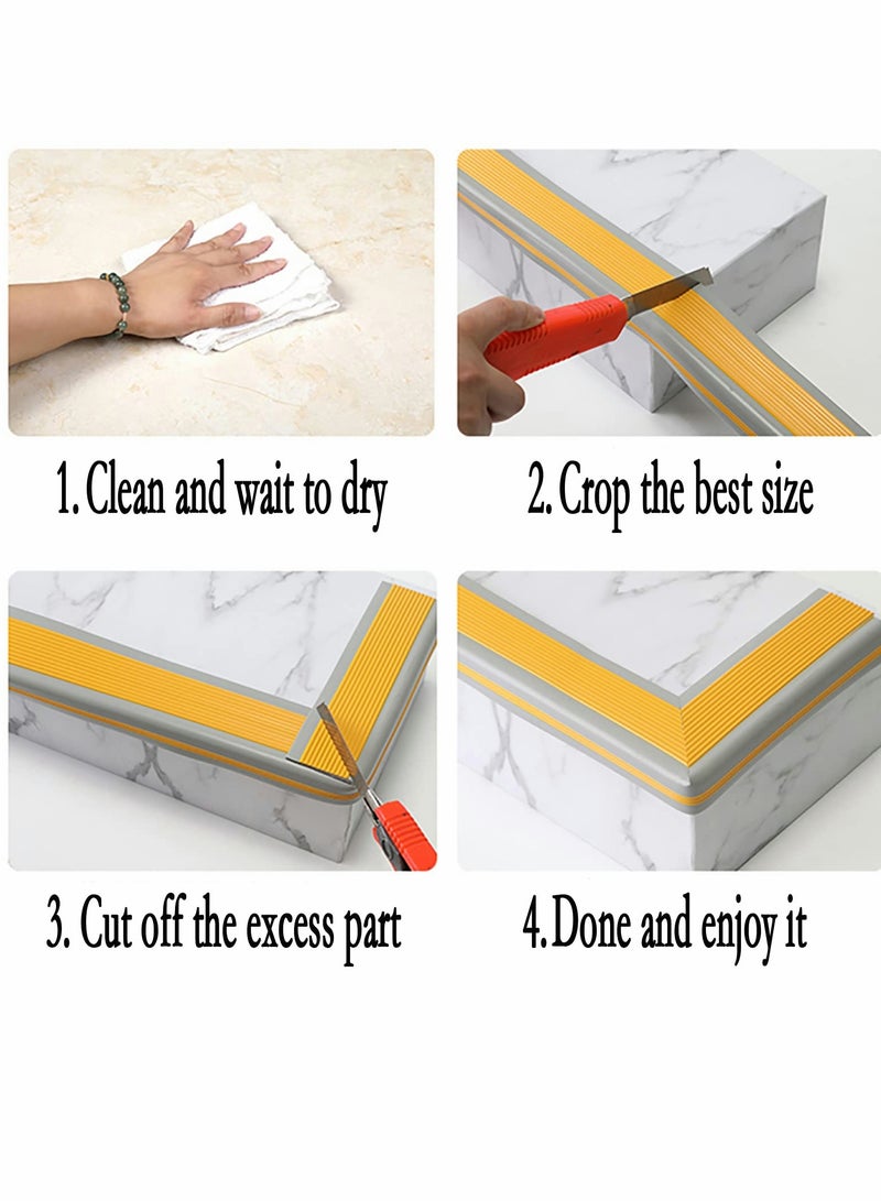 SOLARAE Stair Leading Edge Protector, Waterproof Anti-Slip Rubber Step Adhesive Decorative Protection Strip for Home School Nursing Indoor and Outdoor Steps(Black) - Image 4