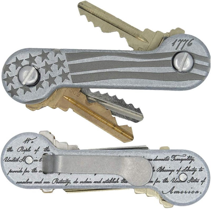 Aluminum Freedom KeyBar Key Organizer EDC Tool  Everyday Carry Compact Key Holder MultiTool and Keychain Organizer with Pocket Clip Holds up to 12 Keys