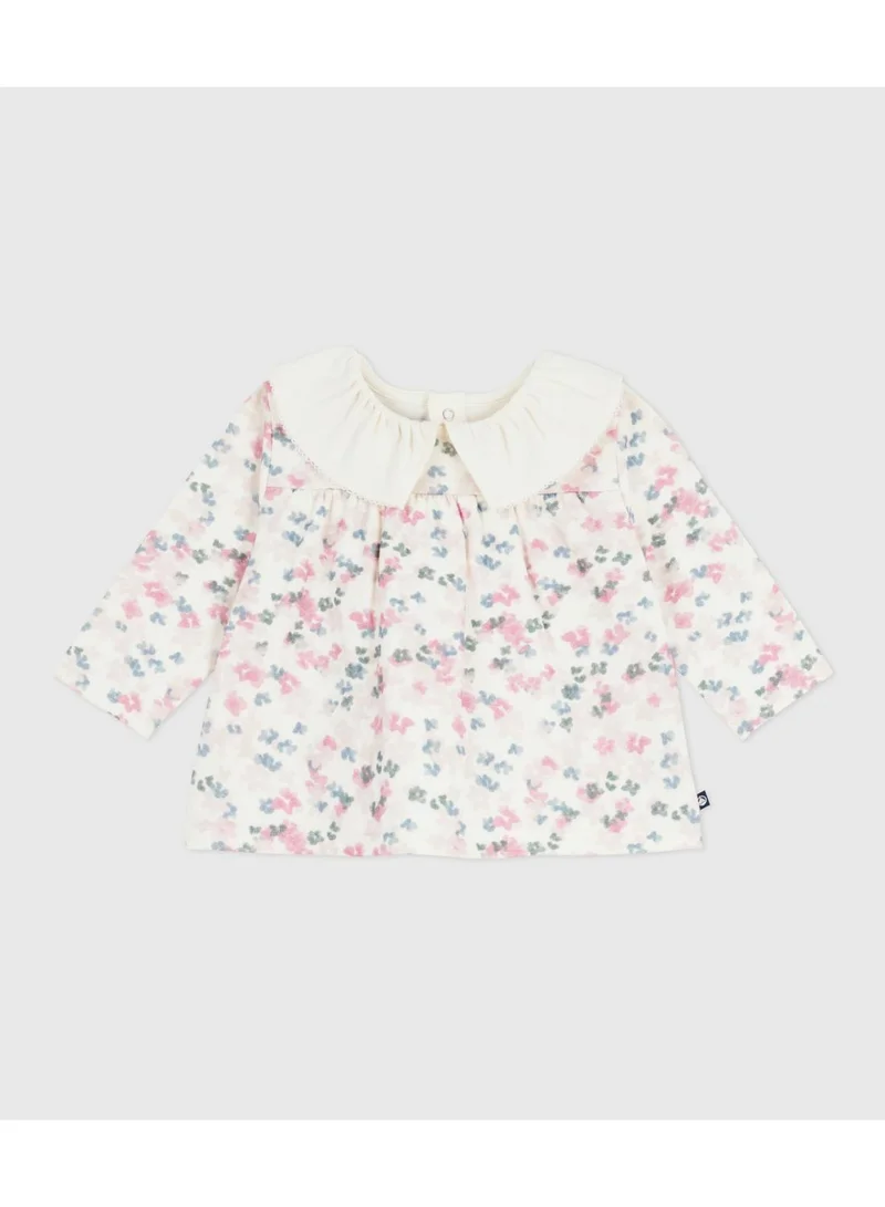 Petit Bateau Babies' long-sleeved floral-print cotton blouse